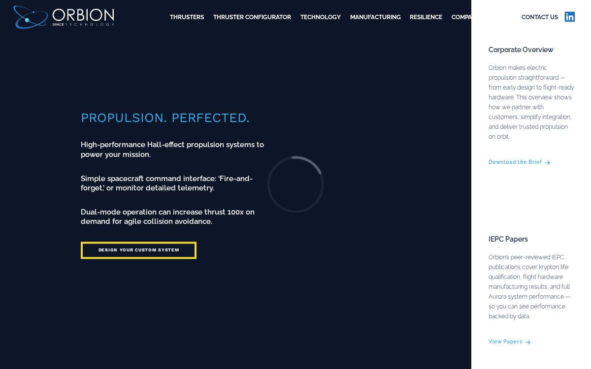 Orbionspace website preview