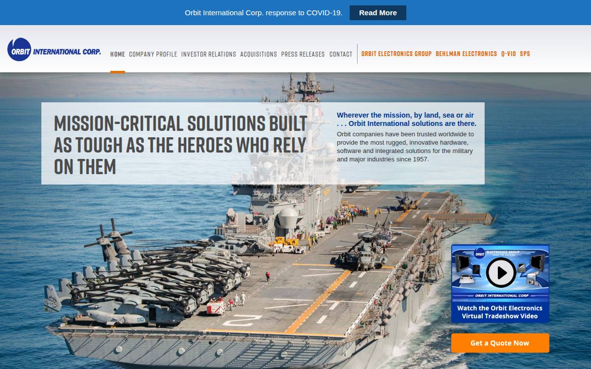 Orbit International website preview