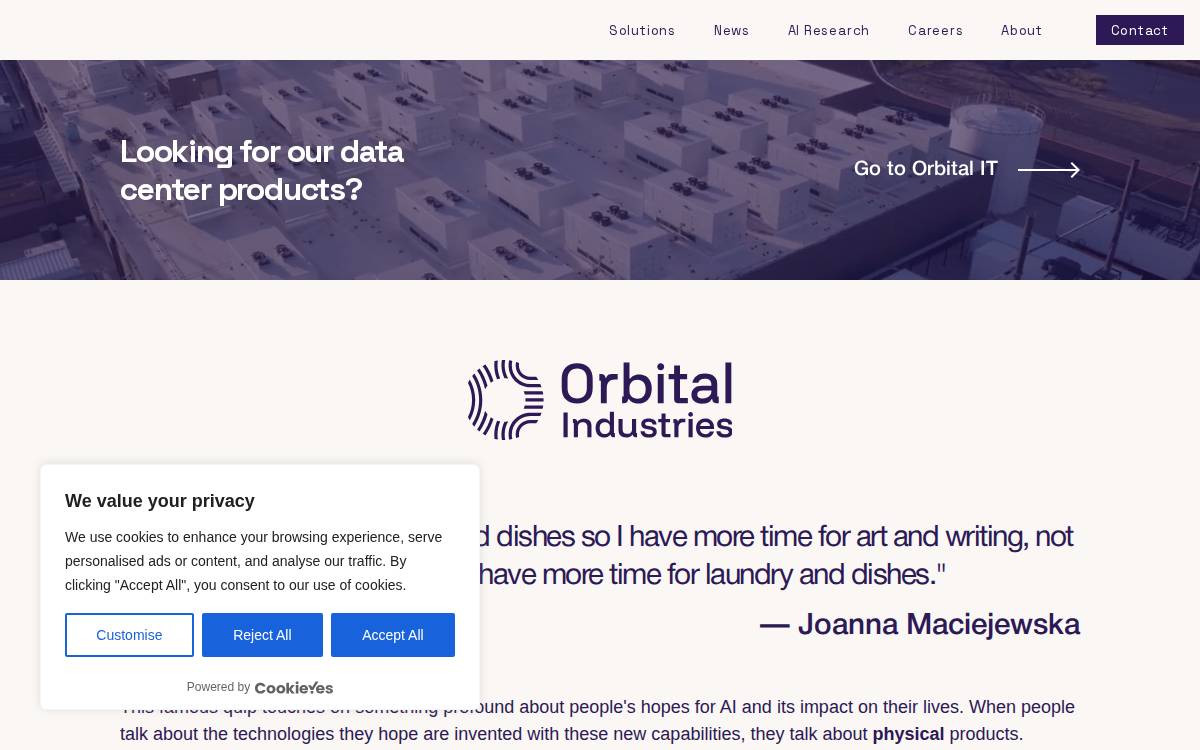Orbital AI-industrial website preview