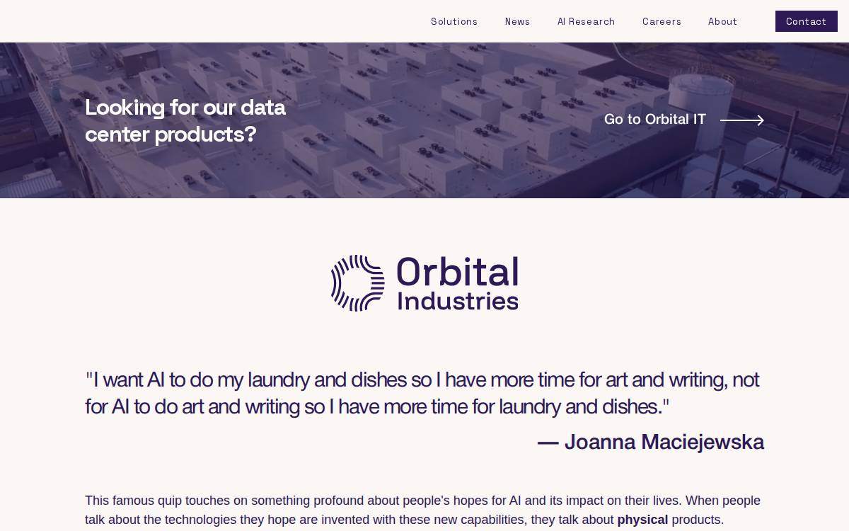 Orbital Materials website preview