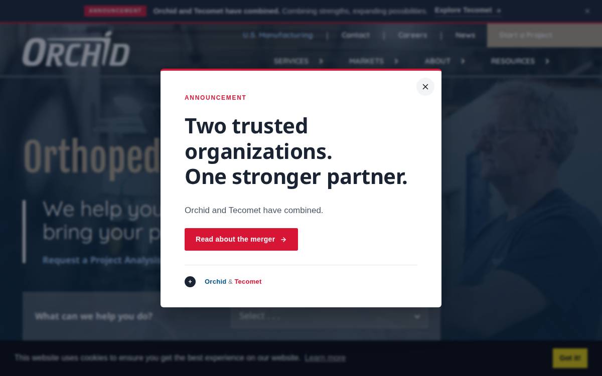 Orchid Orthopedic Solutions website preview