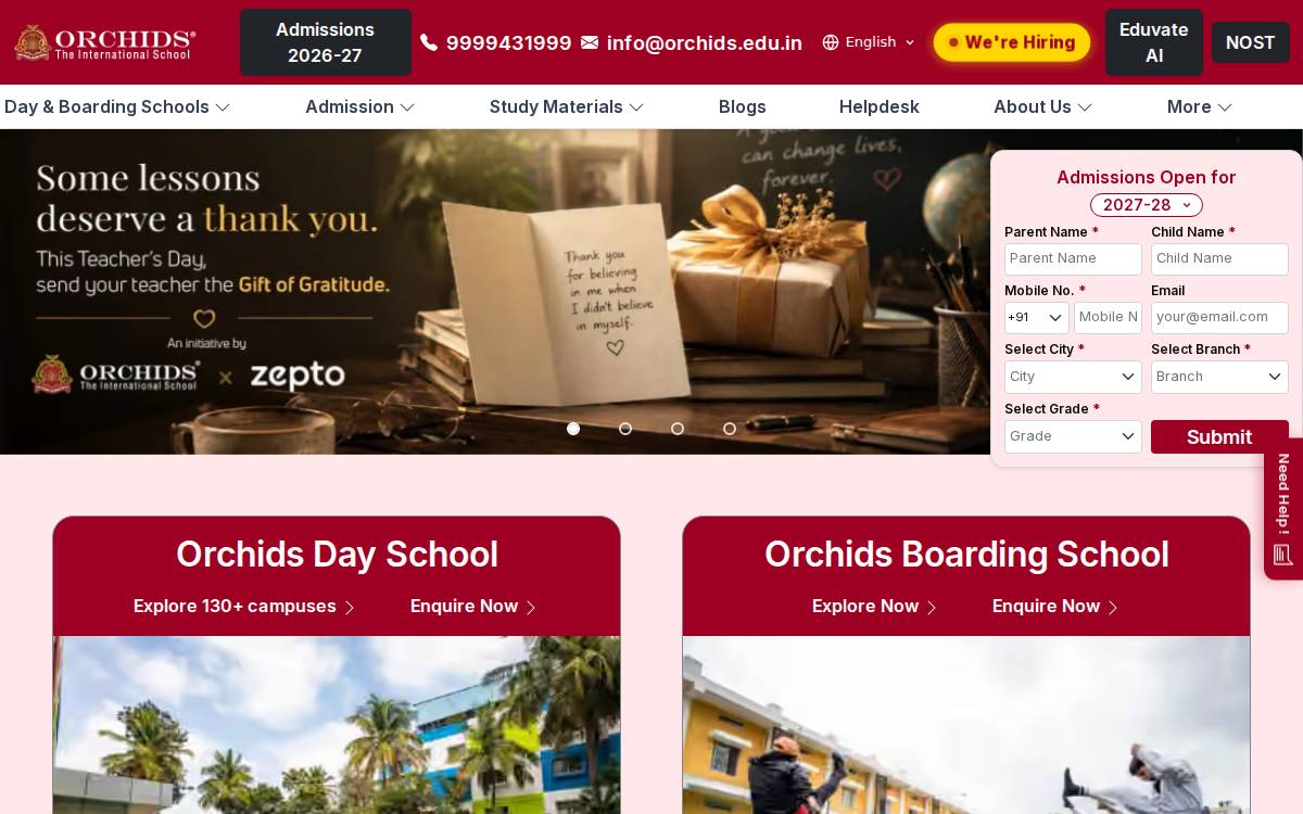 Orchids International School website preview