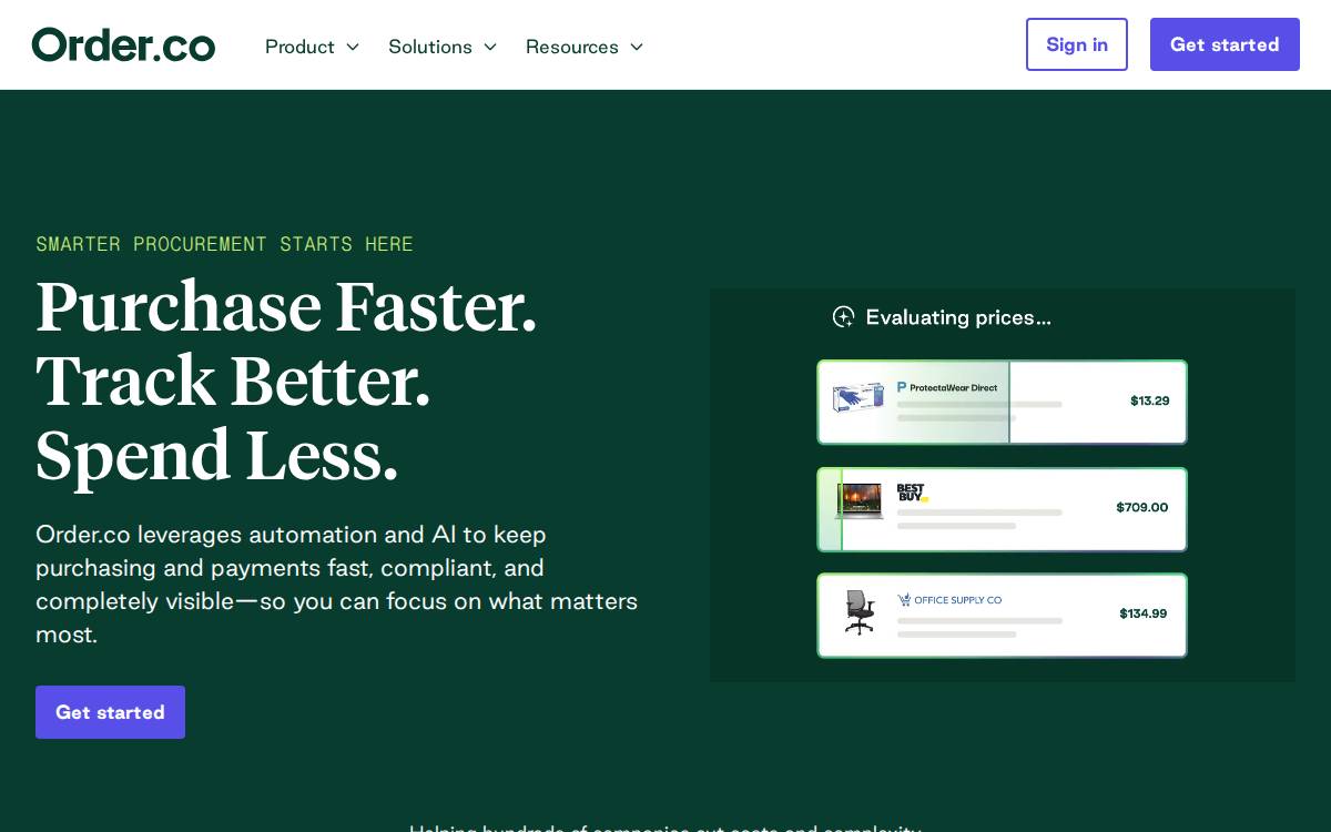 Order website preview
