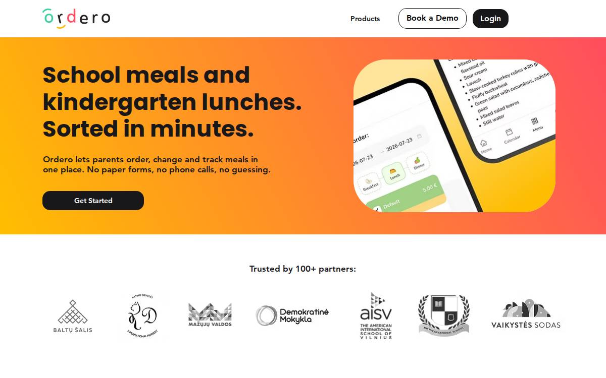Ordero website preview