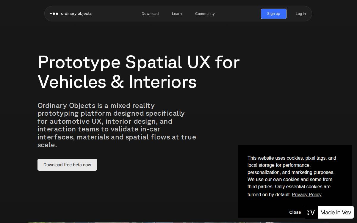Ordinary Objects website preview