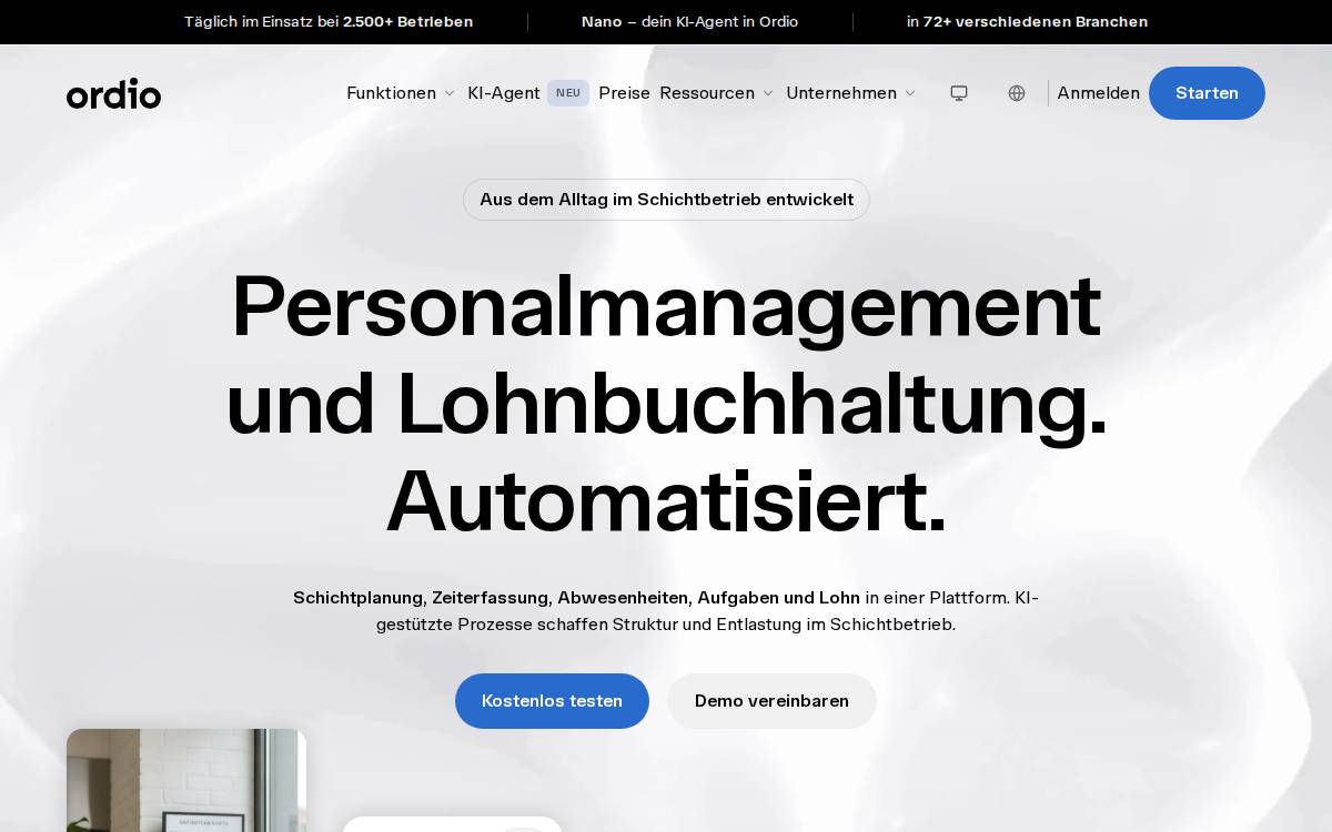 Ordio website preview