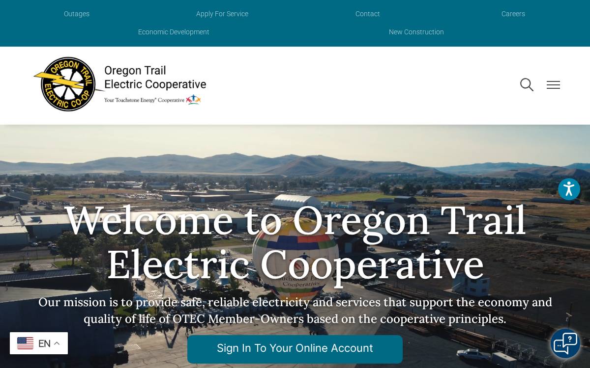 Oregon Trail Electric Cooperative website preview