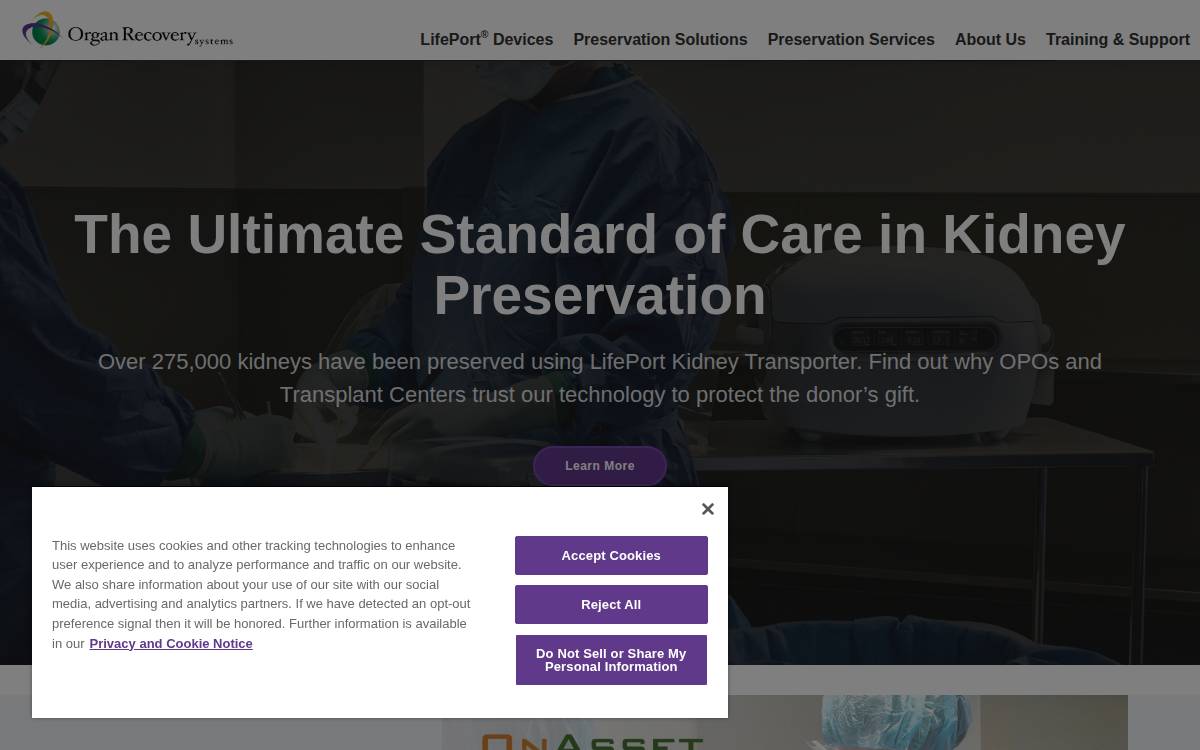 Organ Recovery website preview