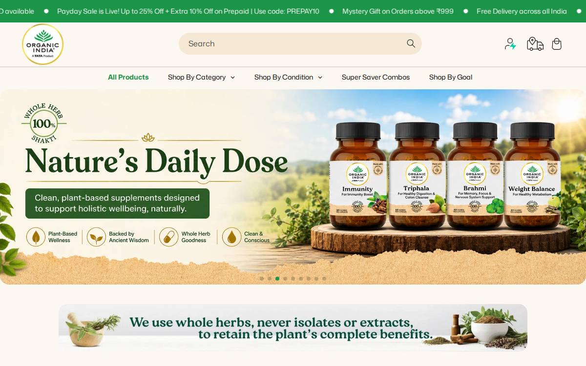 Organic India website preview