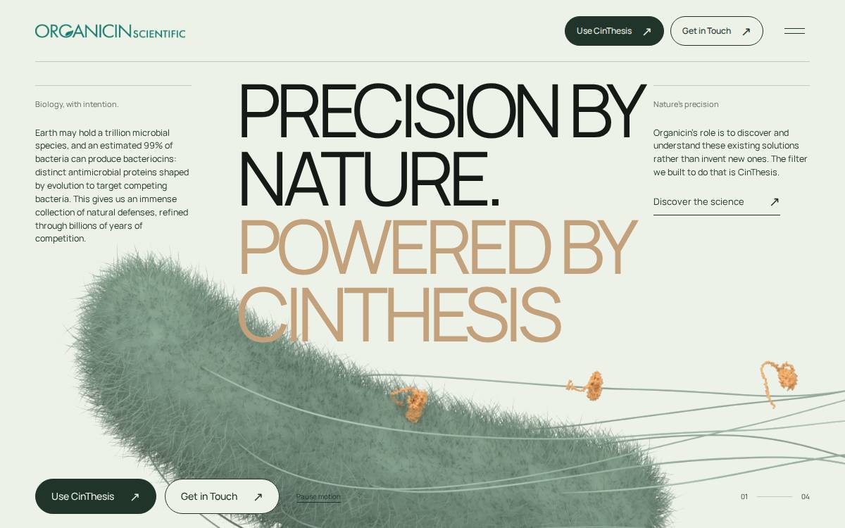 Organicin Scientific website preview