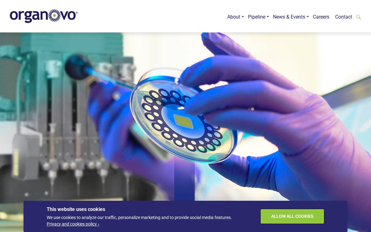 Organovo, Inc. website preview