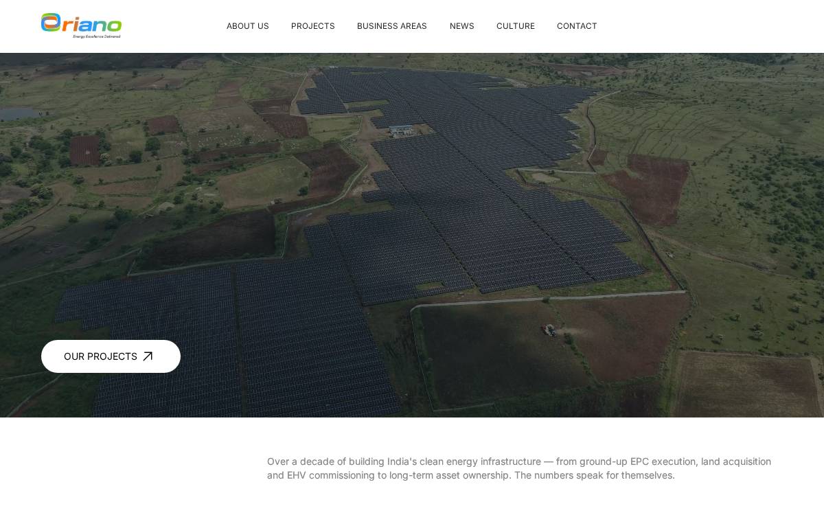 Oriano website preview