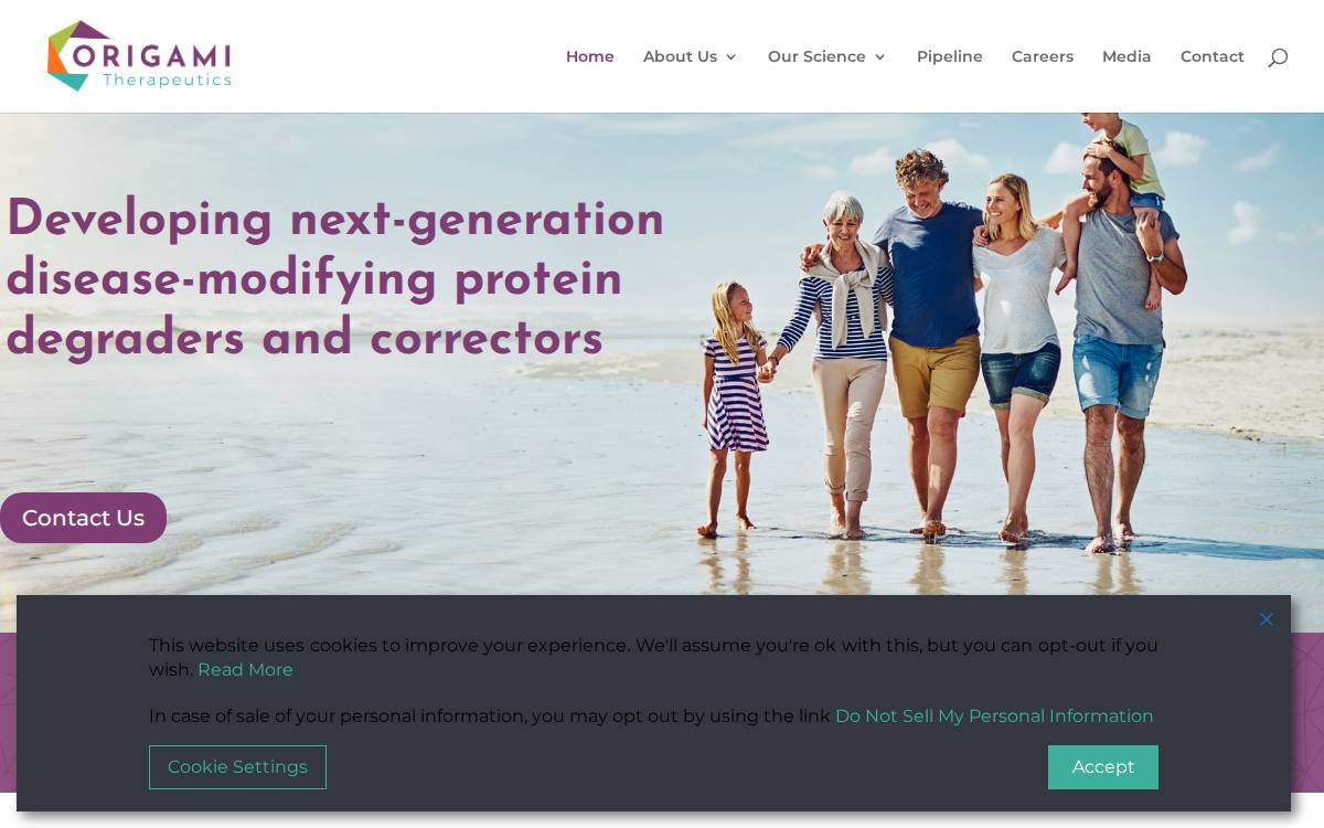 Origami Therapeutics, Inc. website preview