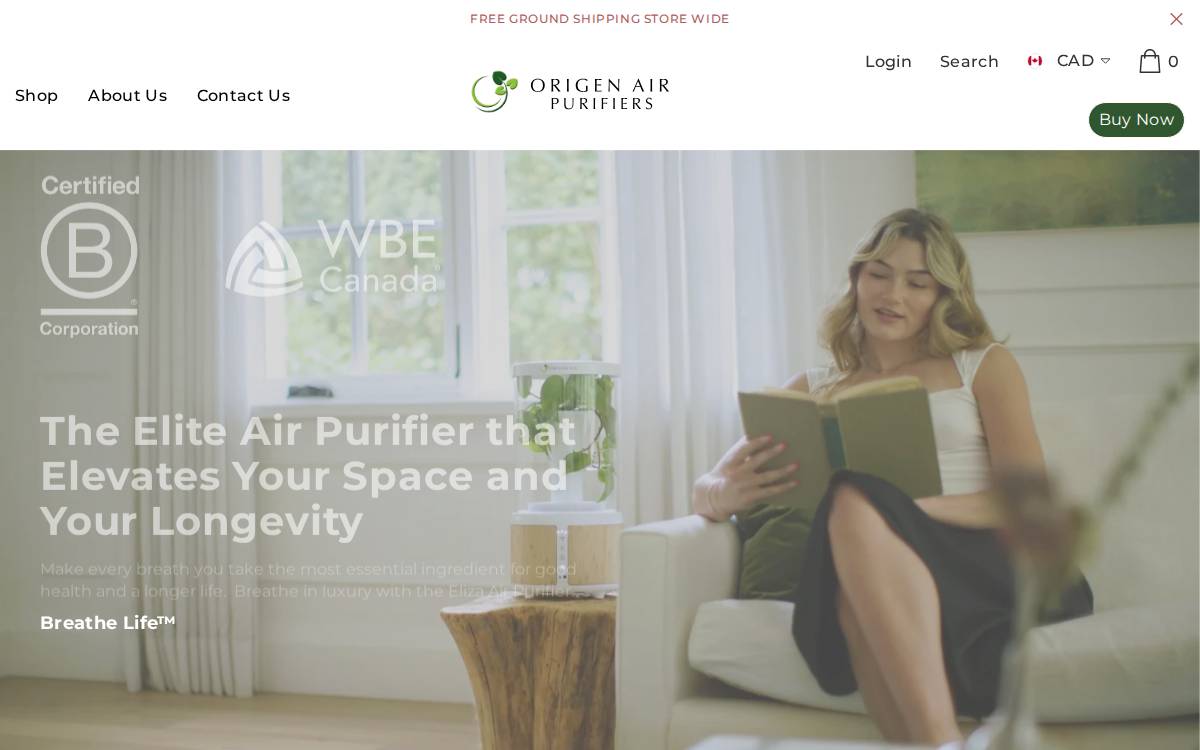 Origen-Air website preview