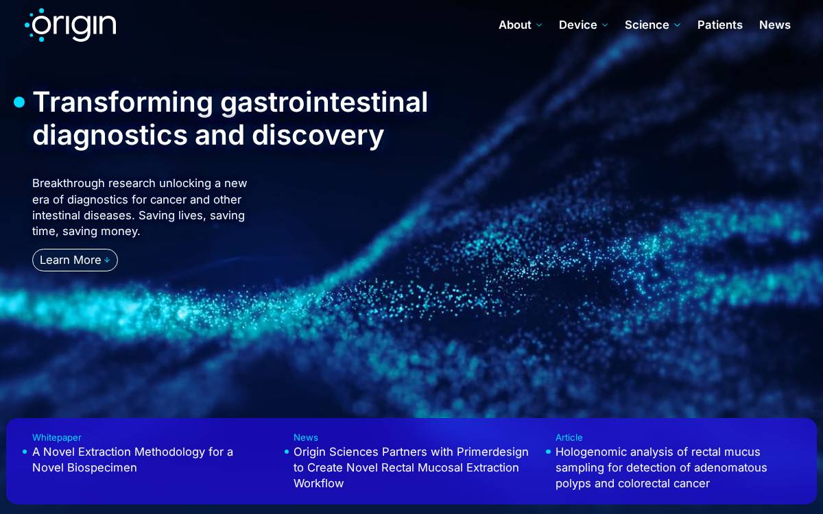 Origin Sciences website preview