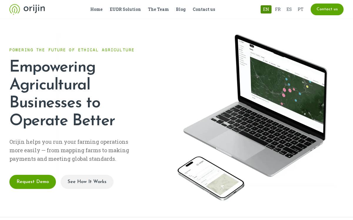 Orijin website preview