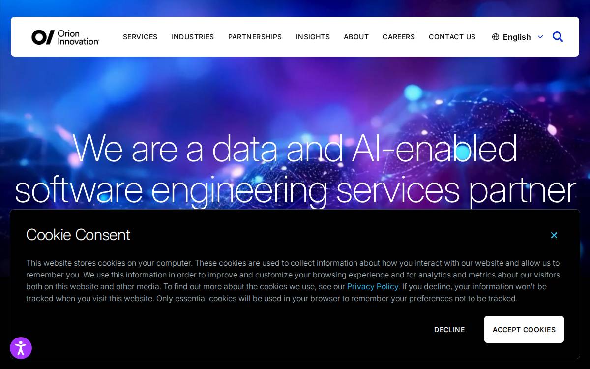 Orioninc website preview