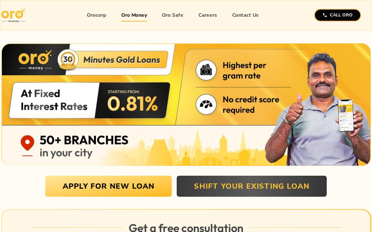 Oro website preview
