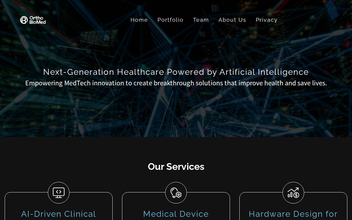 Ortho Biomed Inc. website preview