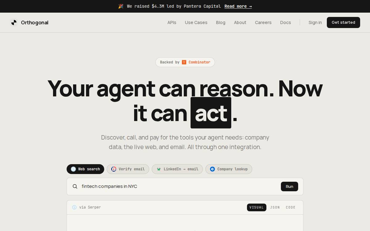 Orthogonal website preview