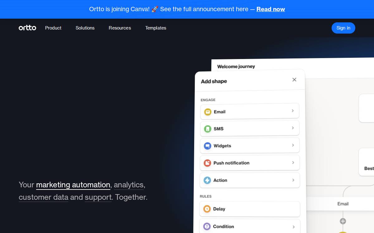 Ortto website preview