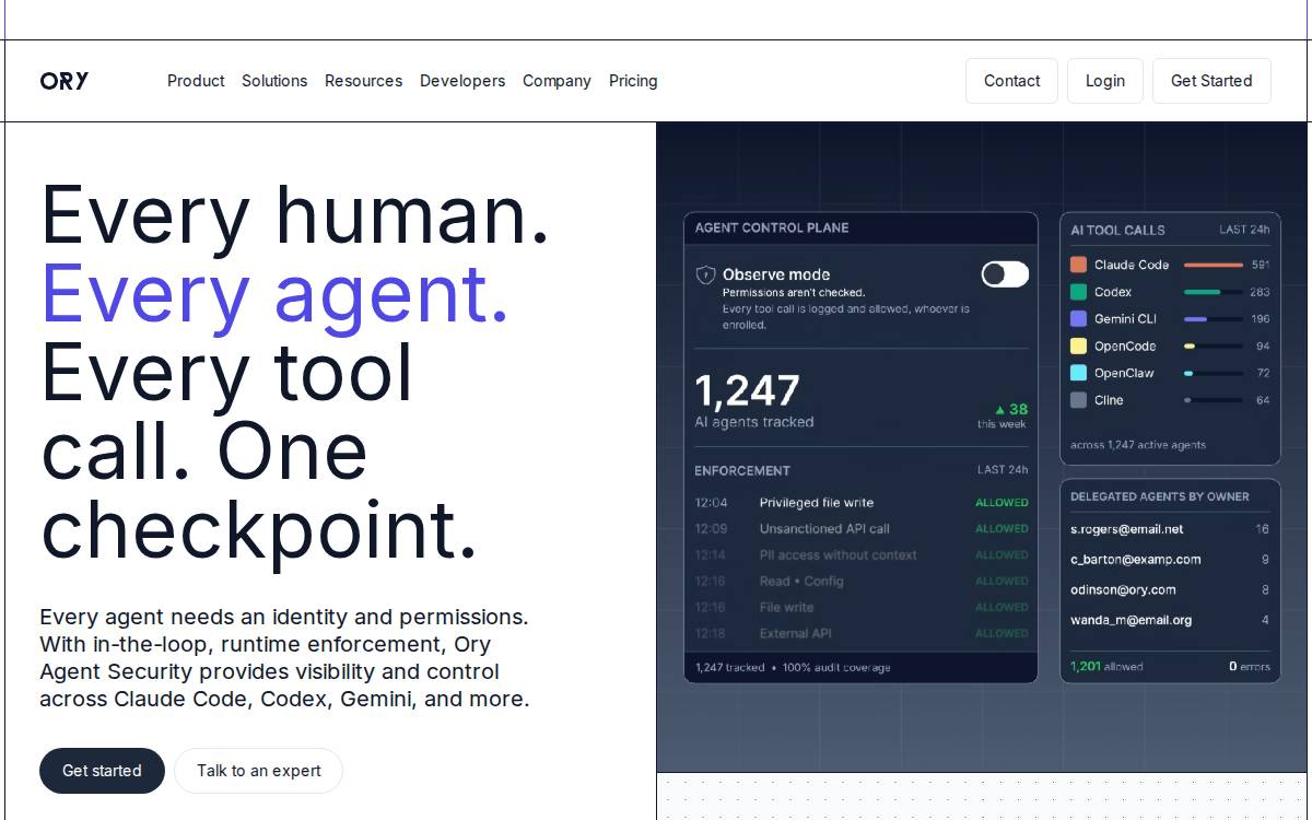 Ory website preview