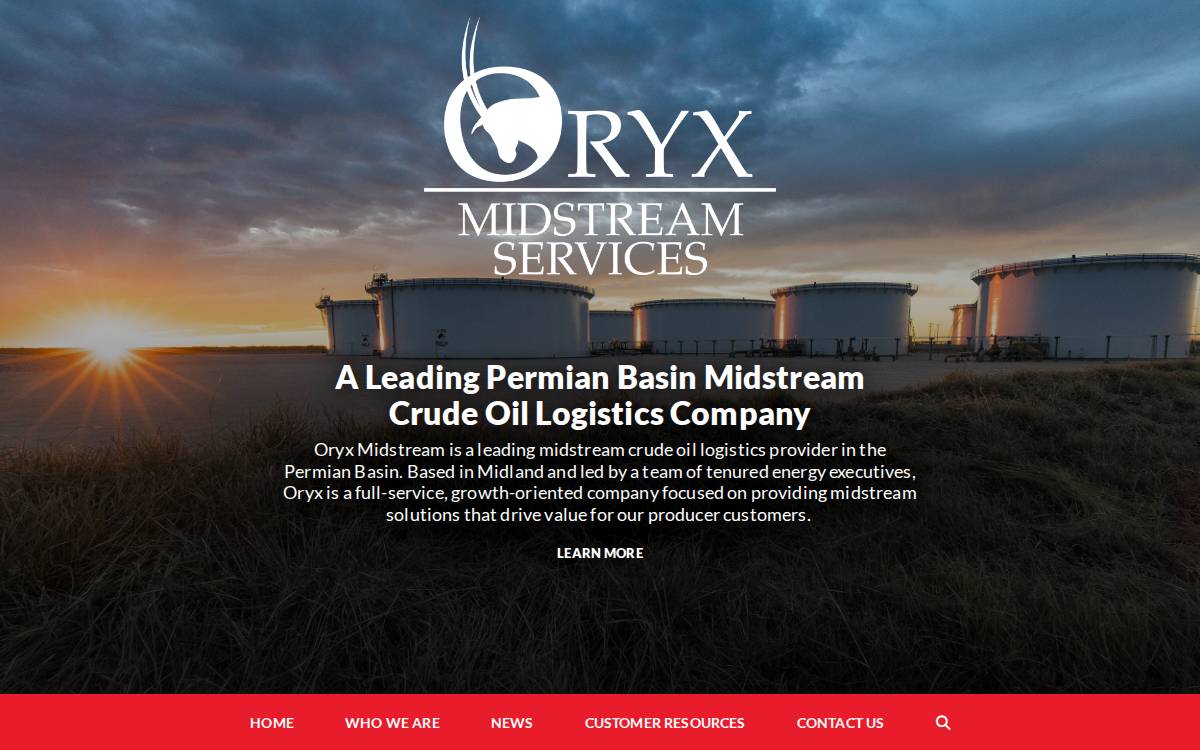 Oryx Midstream website preview