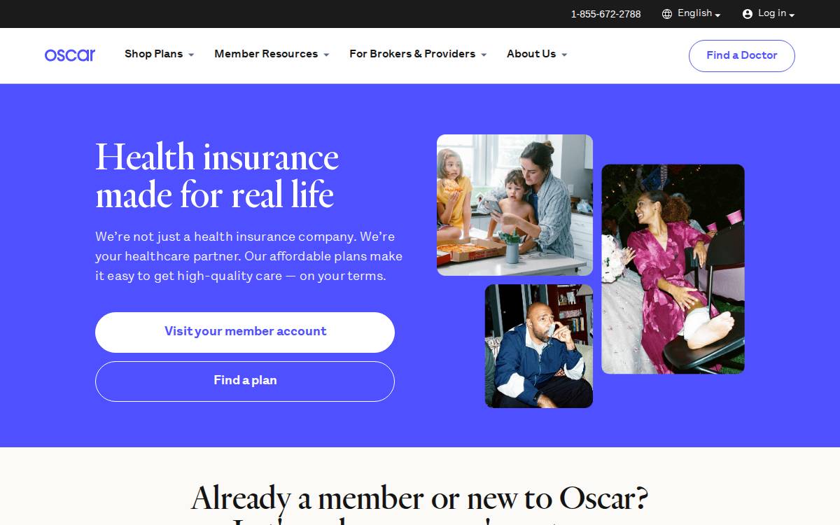 Oscar Health website preview