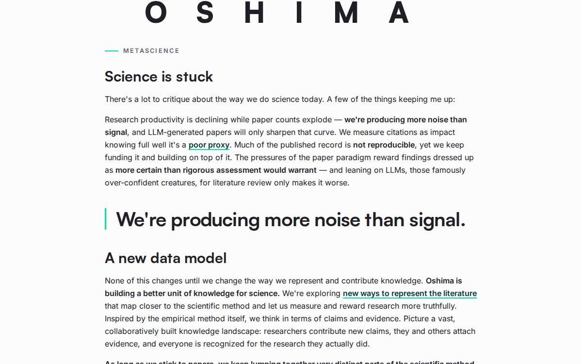 Oshima website preview