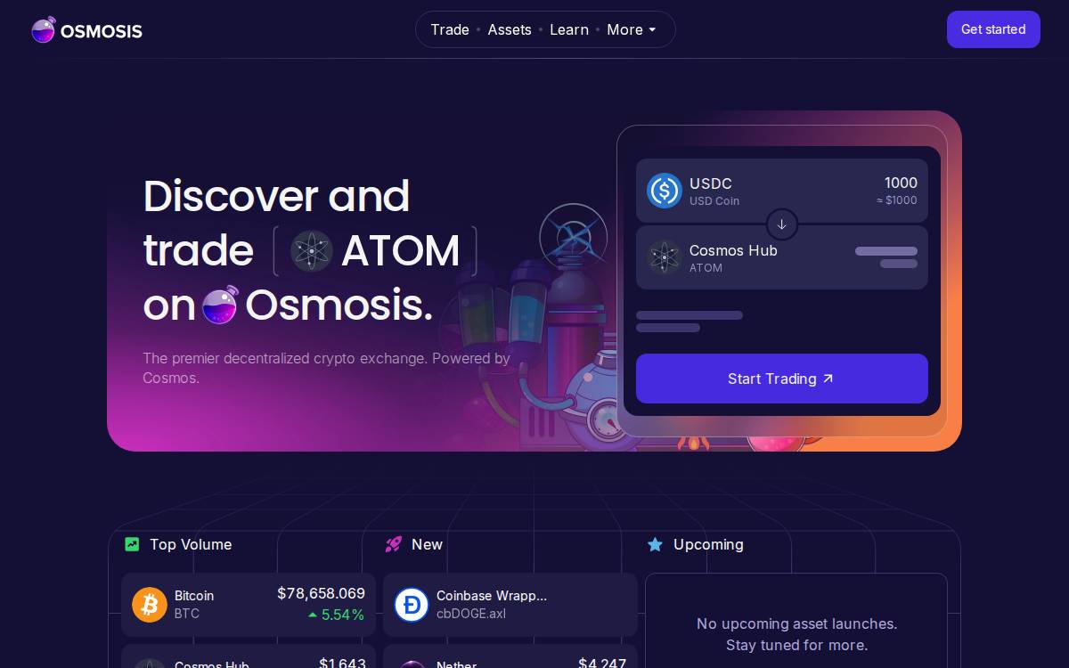 Osmosis Leading Cosmos DEX website preview