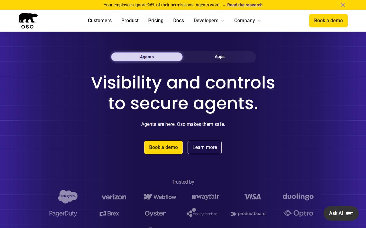 Oso website preview