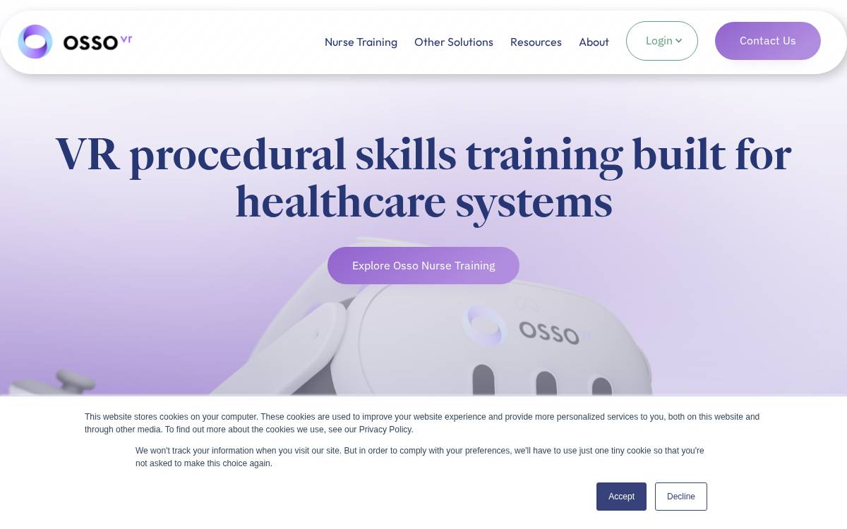 OSSO VR website preview