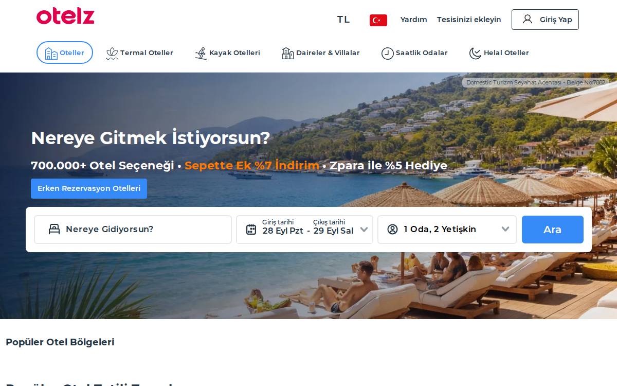 otelz website preview