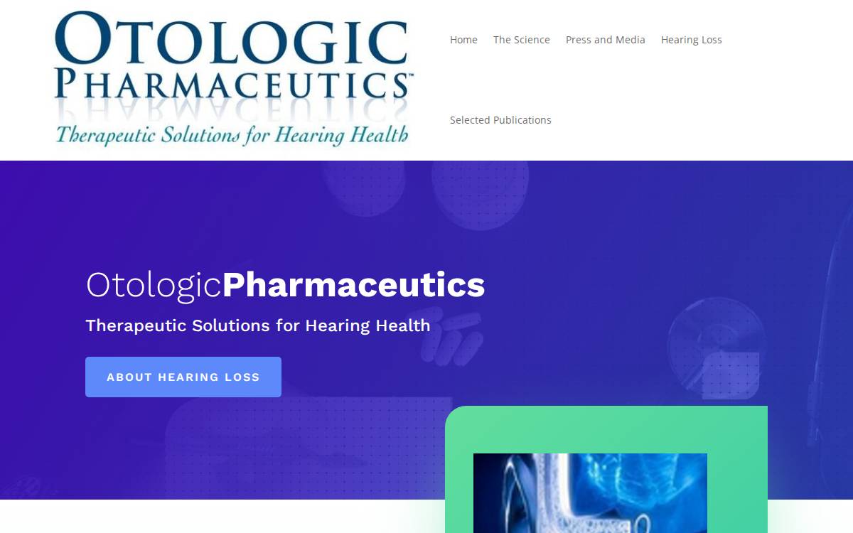 Otologic Pharmaceuticals website preview
