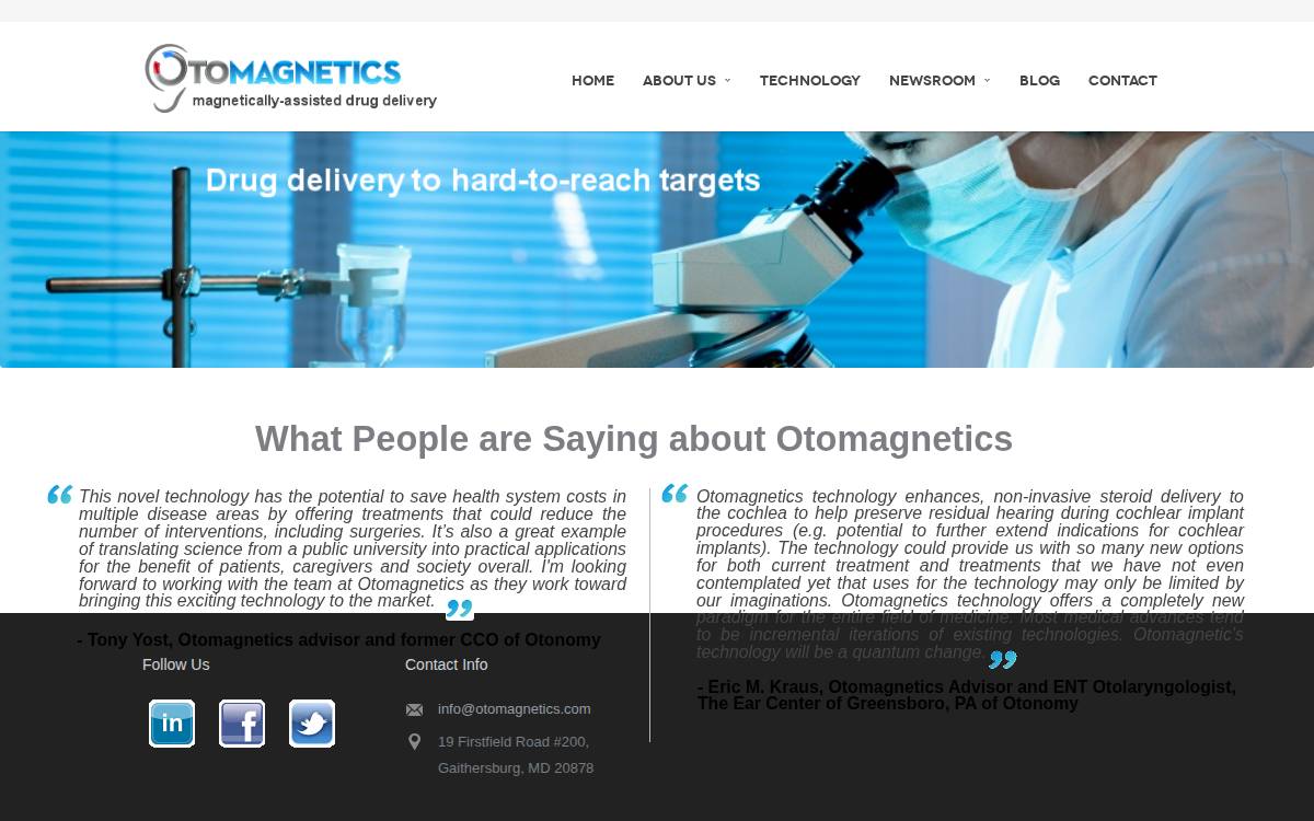 Otomagnetics website preview