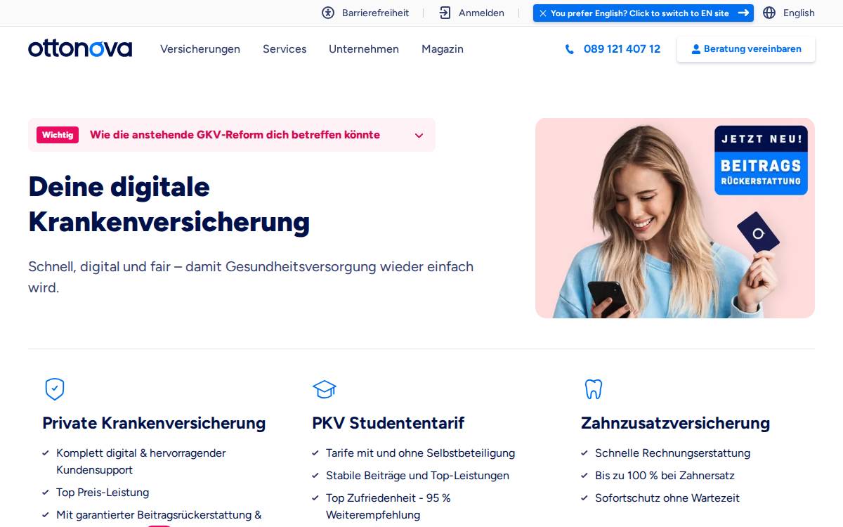Ottonova website preview