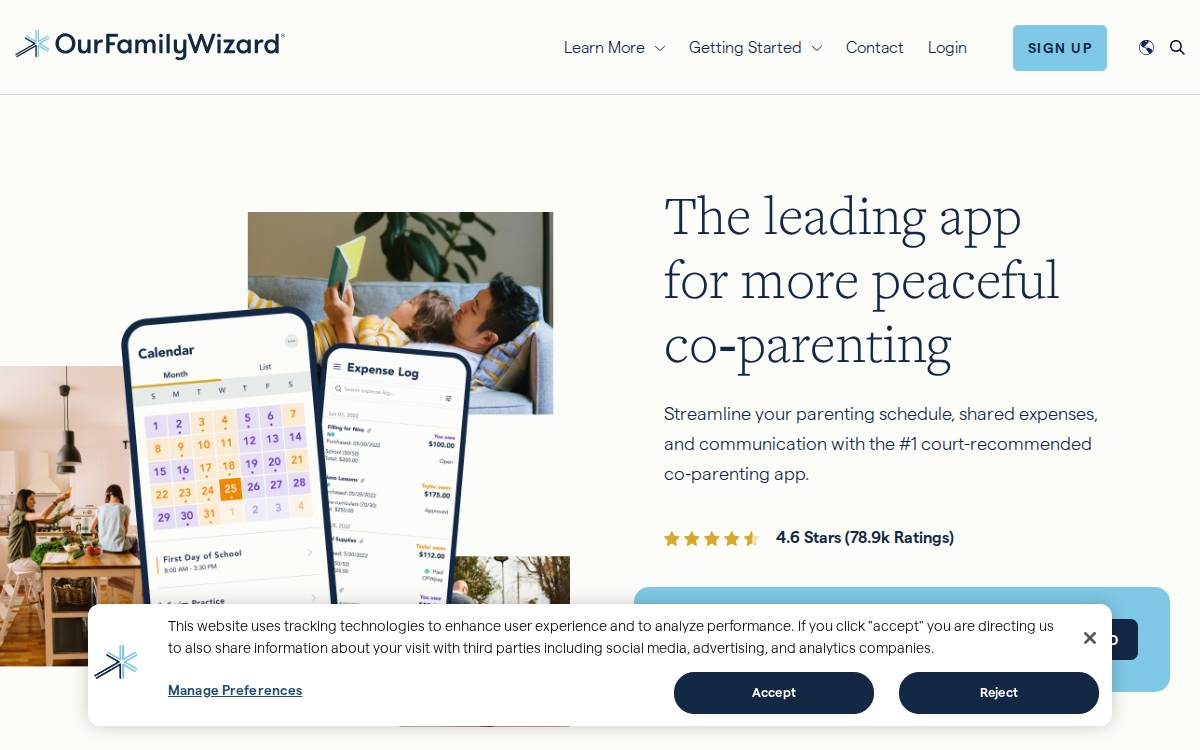 OurFamilyWizard website preview