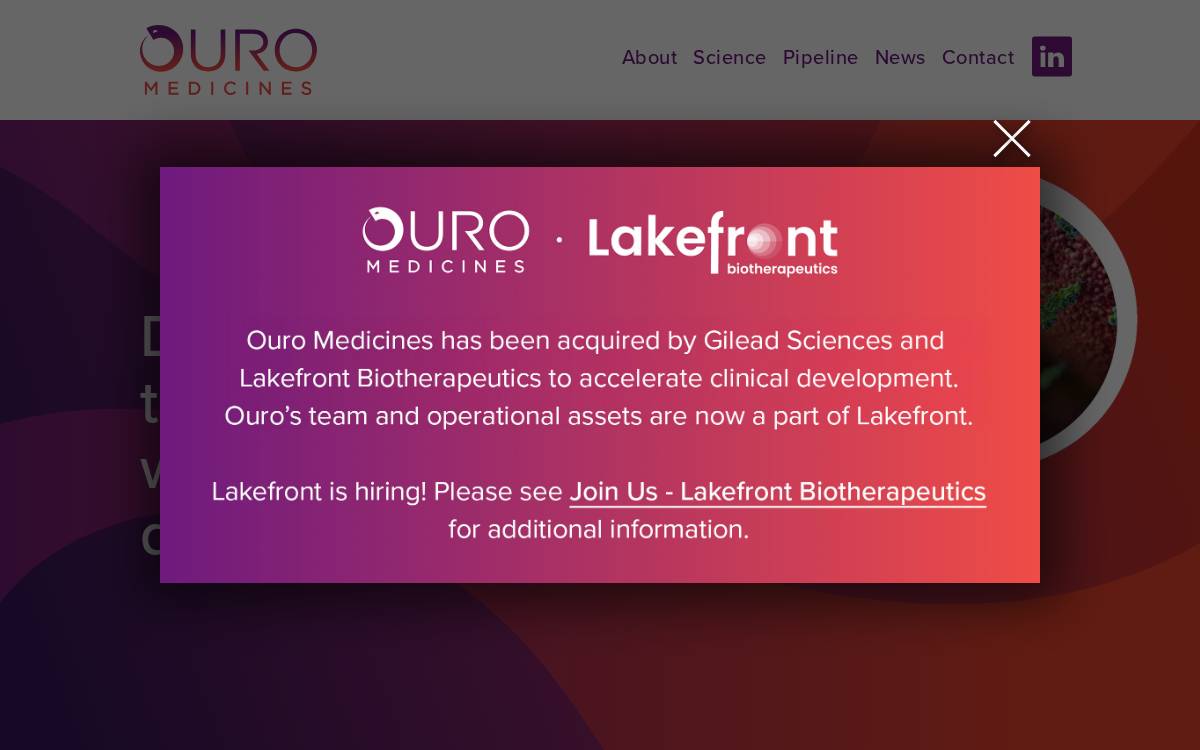 Ouro Medicines website preview