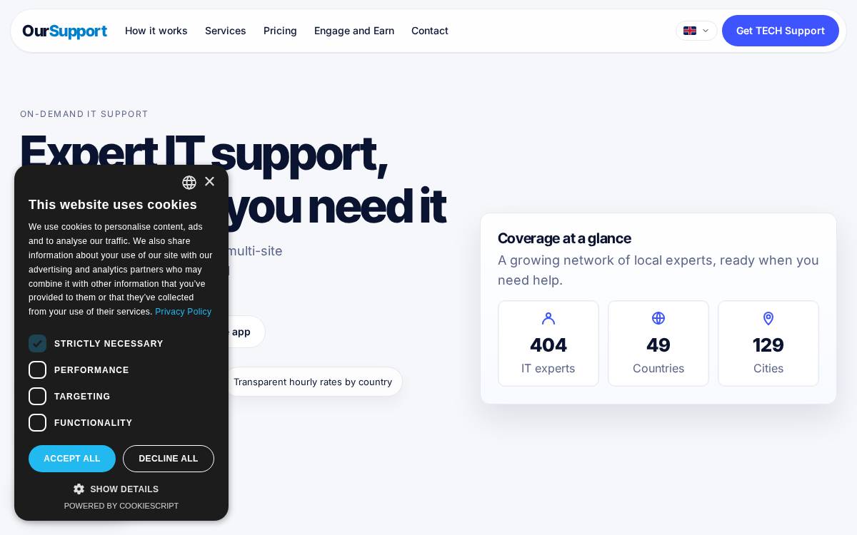 Oursupport website preview