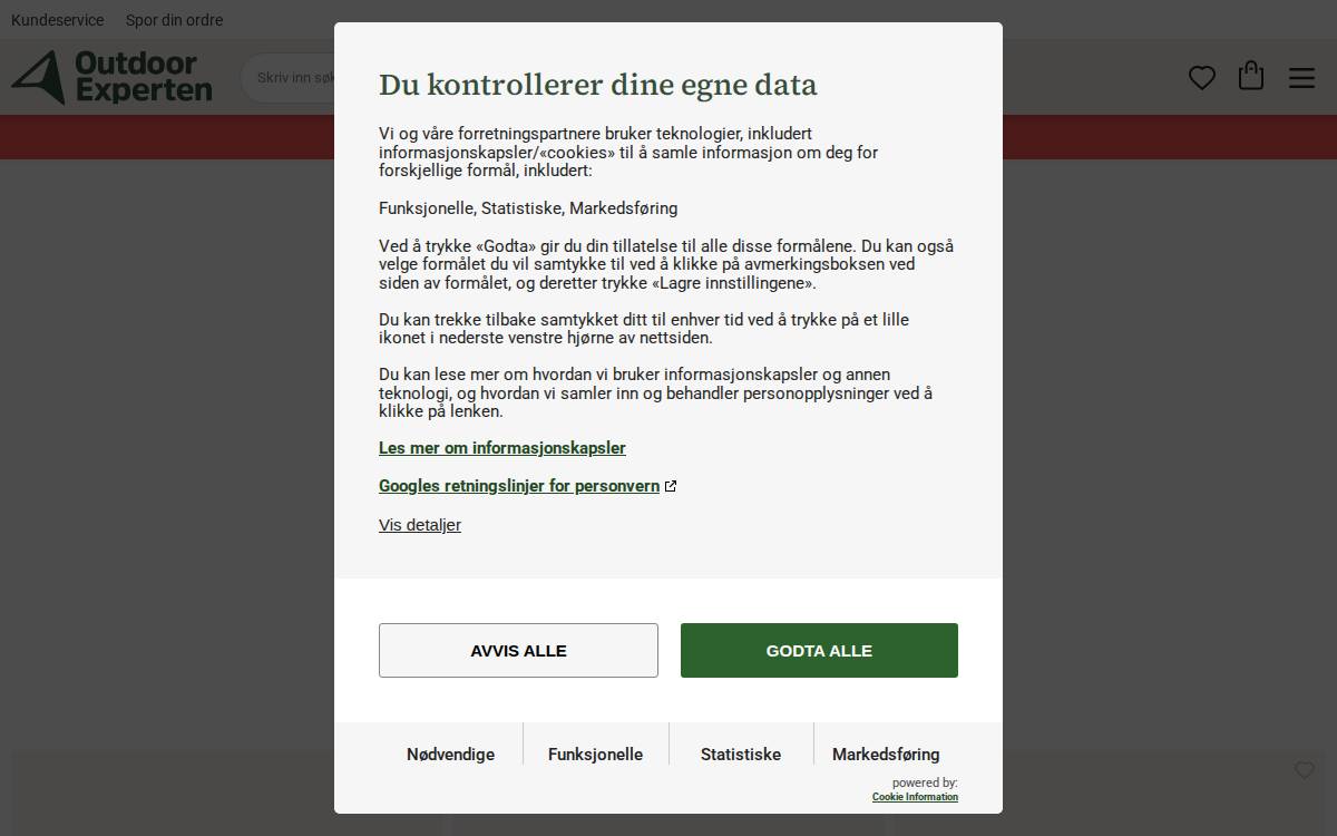 Outdoorexperten website preview