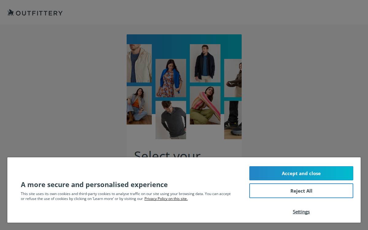 Outfittery website preview