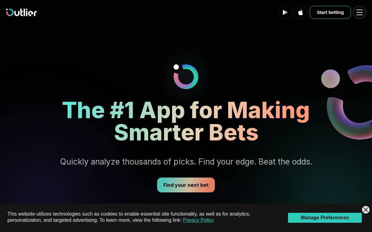Outlier Bet website preview
