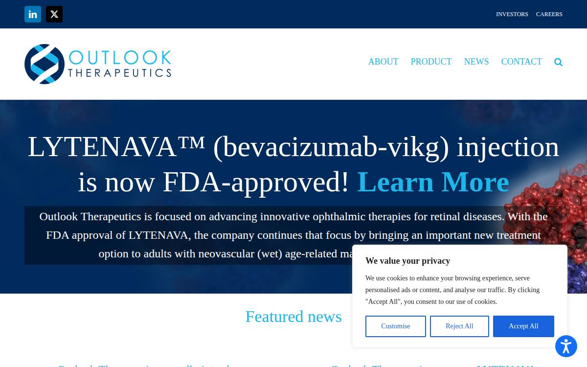 Outlook Therapeutics website preview