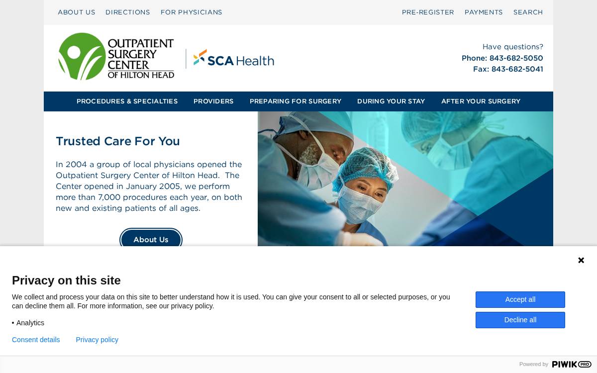 Outpatient Surgery Center of Hilton Head website preview