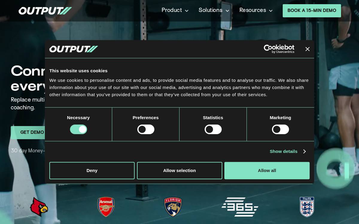 Output Sports website preview