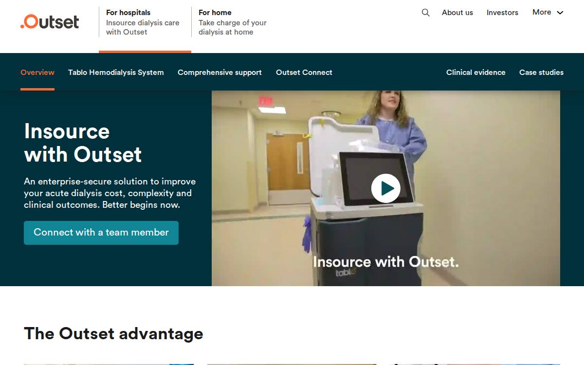 Outset Medical website preview