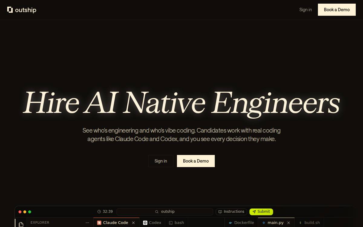 Outship website preview