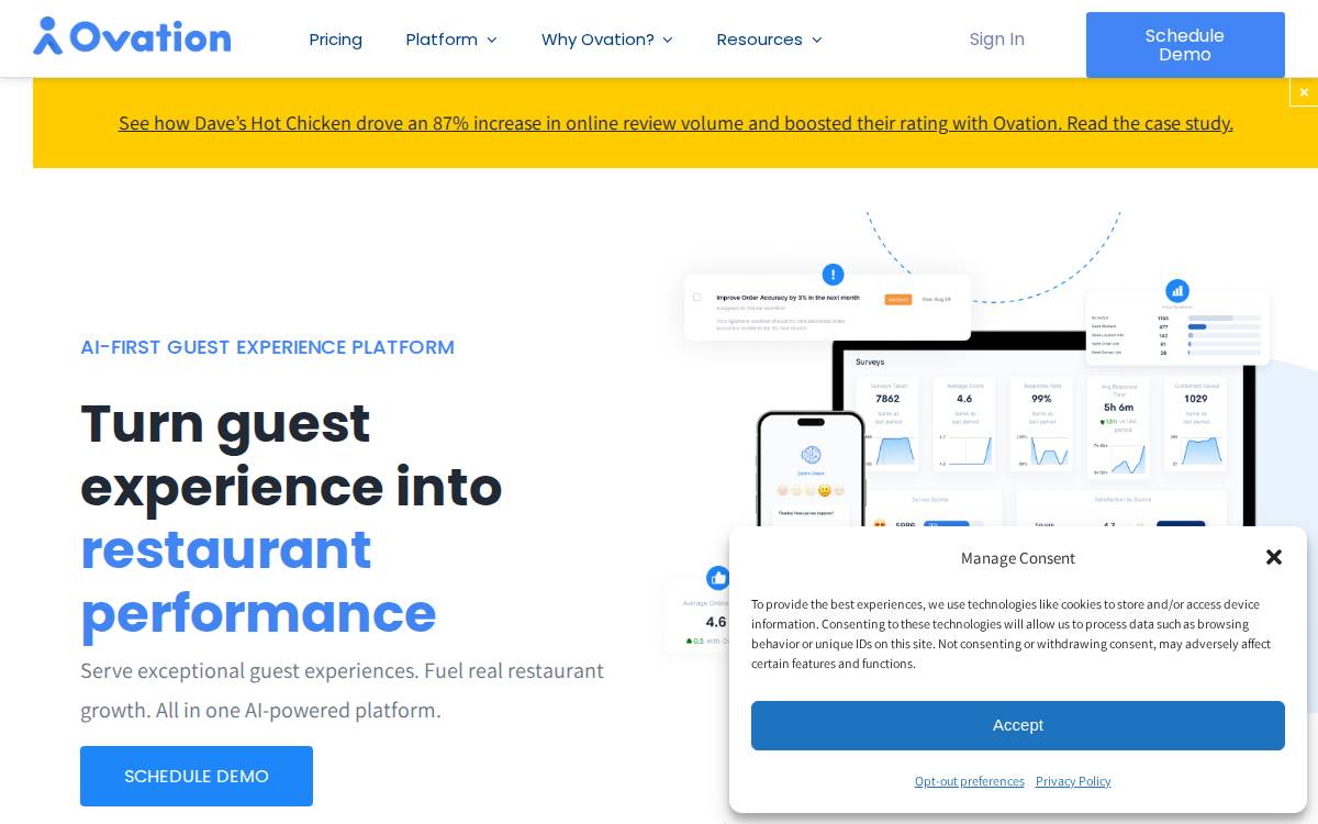 Ovation website preview