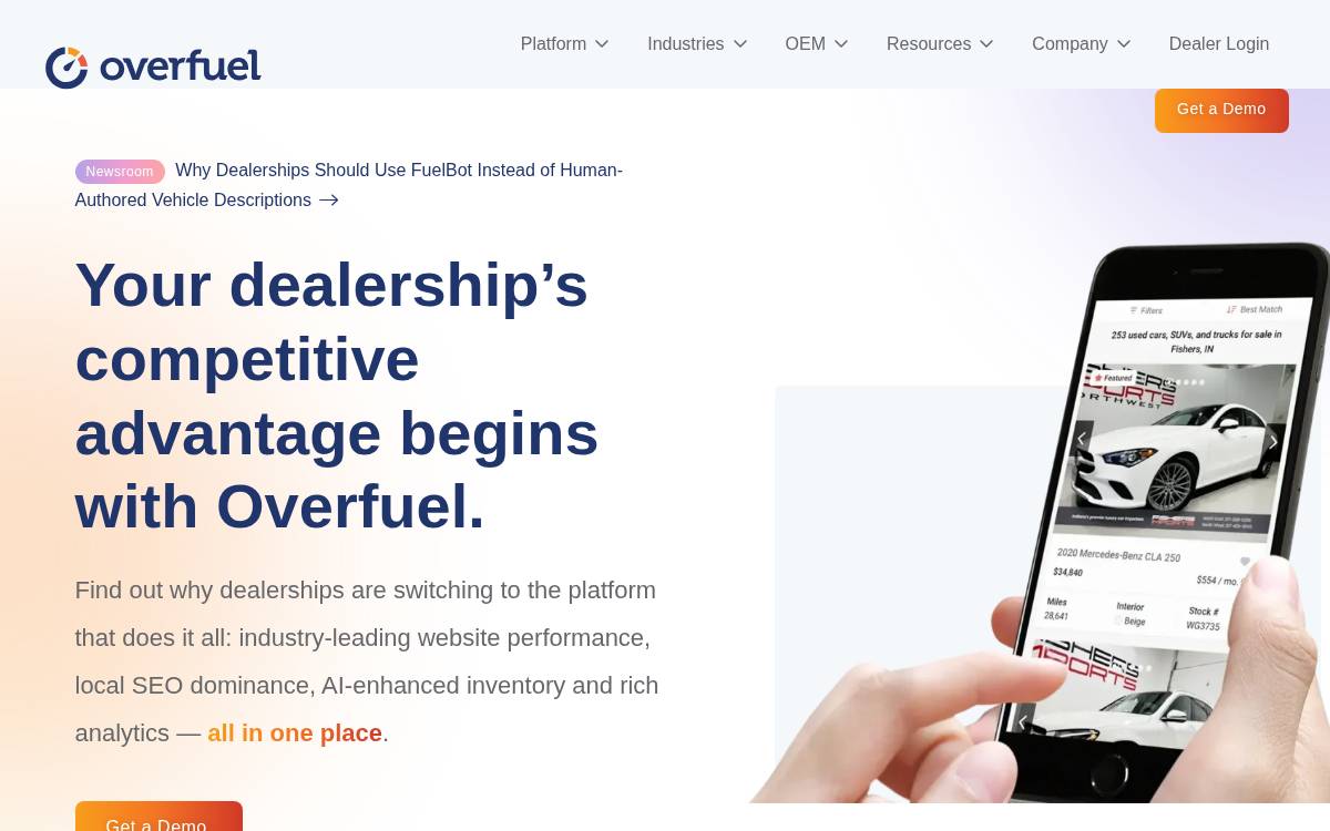 Overfuel website preview