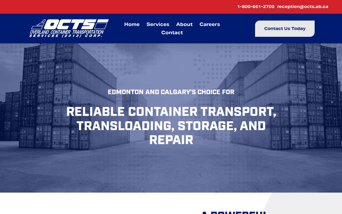 Overland Container Transportation Services (OCTS) website preview